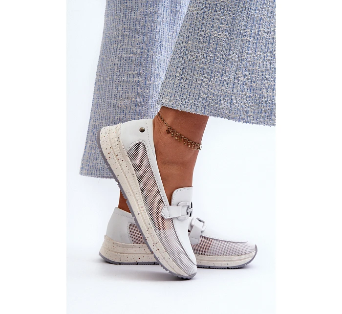 Dámské kožené mokasíny D&A TW210 bílé - S.Barski