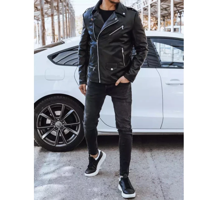Pánská kožená bunda černá FashionStreet TX4276 Pánská kožená bunda černá FashionStreet TX4276
