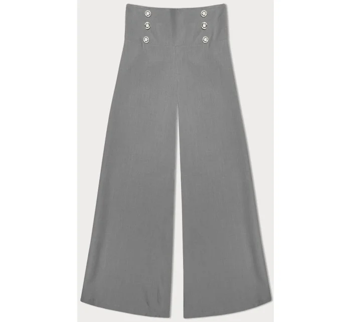 Elegantní šedé široké dámské kalhoty model 20159957 - MADE IN ITALY Elegantní šedé široké dámské kalhoty model 20159957 - MADE IN ITALY