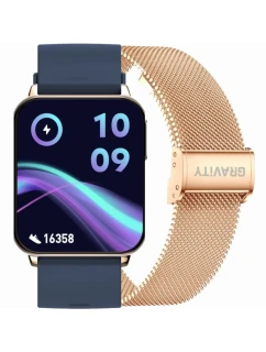 Chytré hodinky Gravity Pink Gold Navy Blue 2 Stripes GT17-2