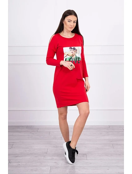 Šaty s model 18744036 potiskem červené - K-Fashion