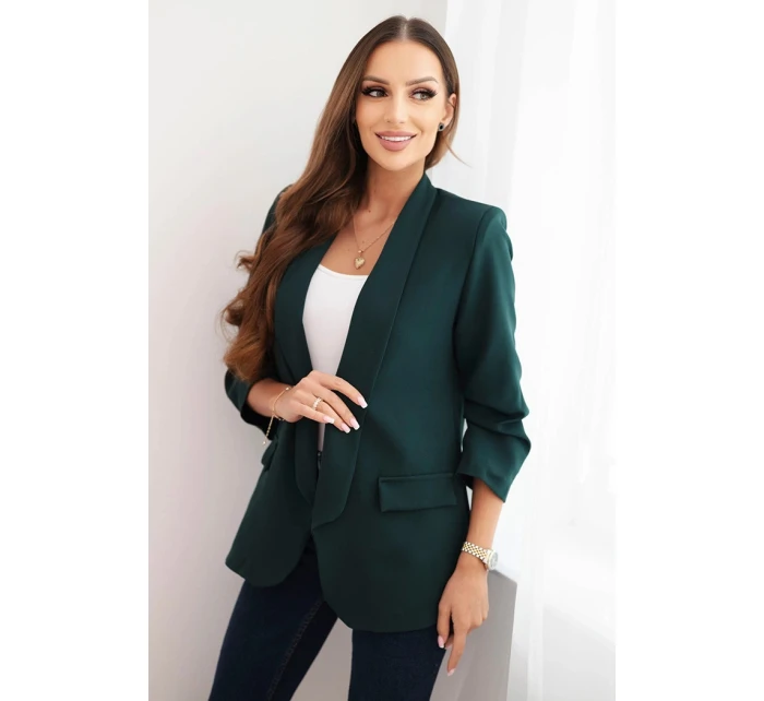 Dámská sako bez zapínání s podšívkou S/M tmavě zelená