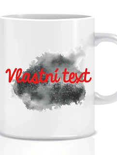 Personalizovaný klasický bílý keramický hrníček 300 ml s barevnou skvrnou