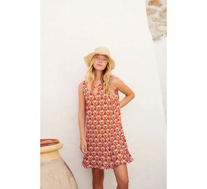 Dámské šaty Twiggy 18518 Oranžová s modrou - Vamp