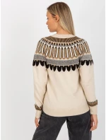 Béžový vzorovaný svetr ve stylu casual (0342)