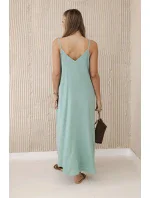 Mušelínové šaty na ramínka tmavá máta