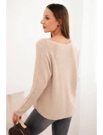 Dámský svetr s viskózou a výstřihem do V tmavě béžový Dámský svetr s viskózou a výstřihem do V tmavě béžový