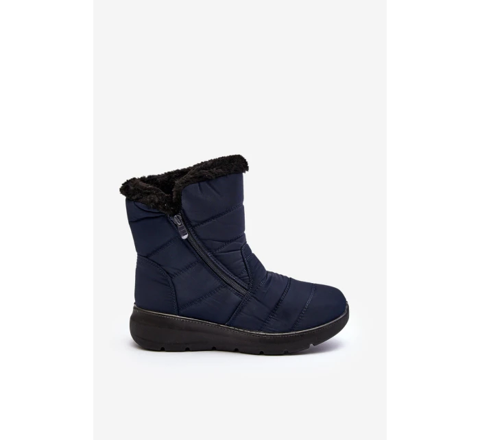 Dámské zimní boty na zip s kožešinou modré model 21644806 - Boto Dámské zimní boty na zip s kožešinou modré model 21644806 - Boto