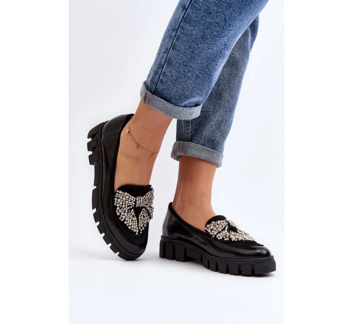 Lakované dámské mokasíny Laura Messi 2785 černé