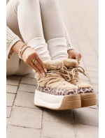 Kožené Dámské Sněhule Na Silné Podešvi S Kožešinou Panteřa Big Star OO274A207 Hnědé Kožené Dámské Sněhule Na Silné Podešvi S Kožešinou Panteřa Big Star OO274A207 Hnědé