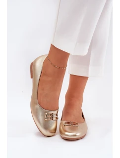 Elegantní Dámské Baletky S Dekorací model 21690098 Zlaté - VINCEZA