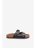 Dámské sandály s přezkami z eko kůže černé Iskira Dámské sandály s přezkami z eko kůže černé Iskira