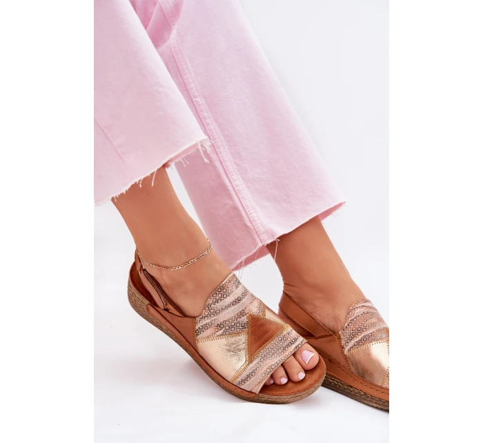 Dámské Kožené Sandály Na Klínku S  Hnědé model 21702012 - Maciejka