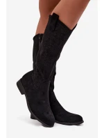 Dámské Kozačky Síťované Na Ploché Podpatky S   Černé model 21713644 - S.Barski