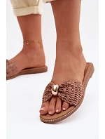 Dámské Pletené Sandály S Zlatým Detalem Hnědé Goldie