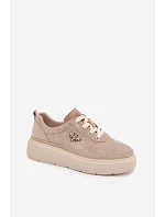 Kožené semišové dámské polobotky Vinceza 41523 béžové