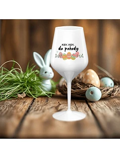 HODY, HODY, DO POHODY - bílá nerozbitná sklenice na víno 470 ml