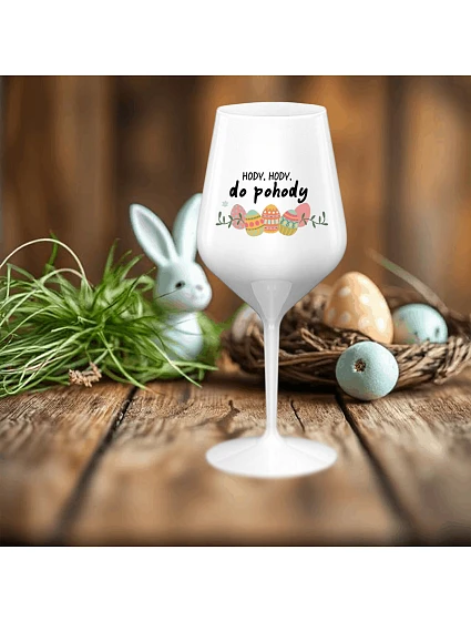 HODY, HODY, DO POHODY - bílá nerozbitná sklenice na víno 470 ml