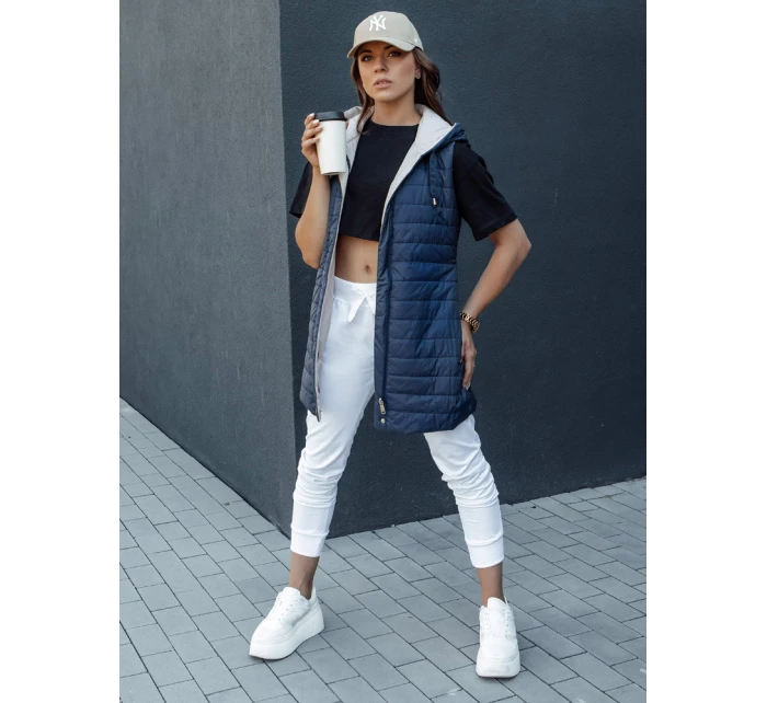 Dámská prošívaná vesta s kapucí MELANI navy blue FashionStreet TY4519