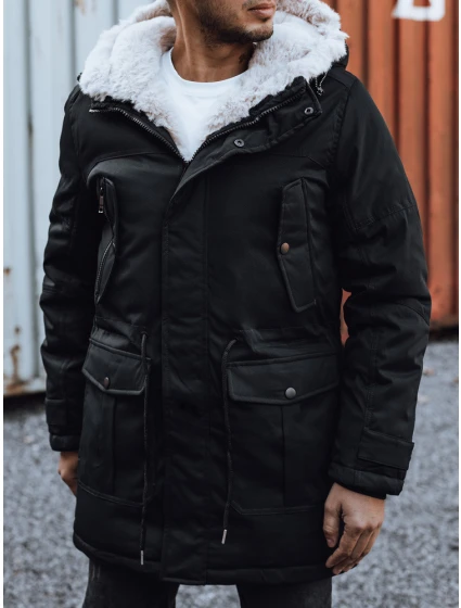 Pánská zimní bunda parka s kapucí černá FashionStreet TX4933