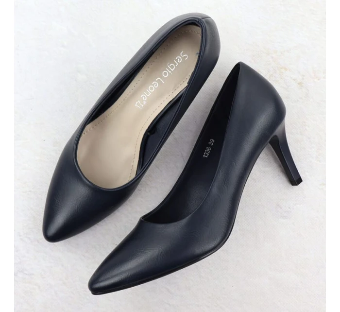 Dámské tmavě modré lodičky na jehlovém podpatku Sergio Leone 1336