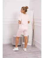 Souprava top+legíny pudrově růžová