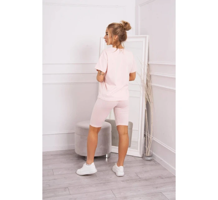 Souprava top+legíny pudrově růžová