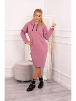 Šaty s kapucí a bočním rozparkem tmavě růžové Šaty s kapucí a bočním rozparkem tmavě růžové