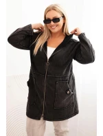 Dámská mikina Plus Size s kapucí a model 21272117 černá - K-Fashion