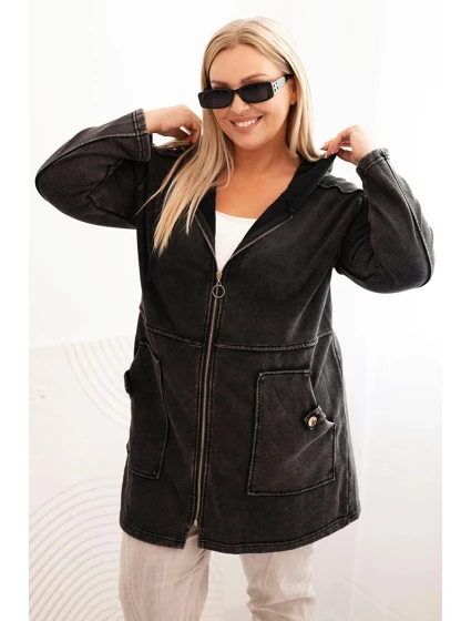 Dámská mikina Plus Size s kapucí a model 21272117 černá - K-Fashion