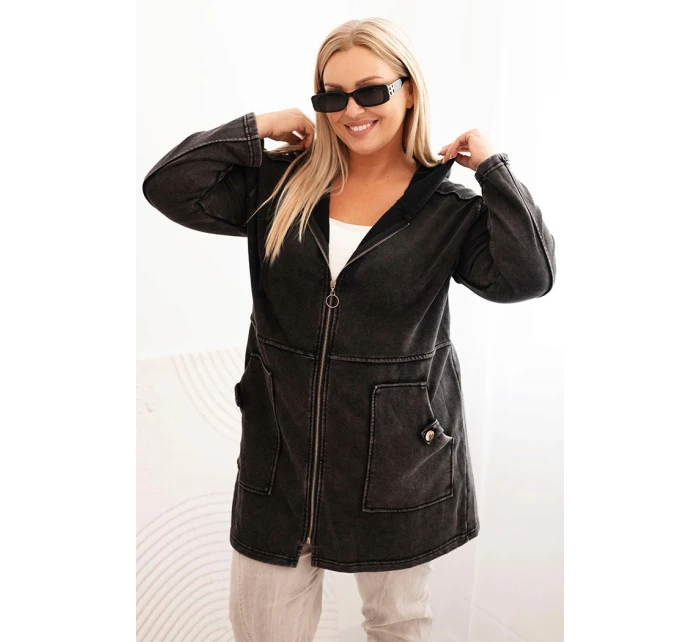 Dámská mikina Plus Size s kapucí a model 21272117 černá - K-Fashion