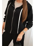 Dámská souprava model 21407227 s širokými nohavicemi a mikinou na zip černý - K-Fashion Dámská souprava model 21407227 s širokými nohavicemi a mikinou na zip černý - K-Fashion