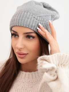 Dámská zimní klasická čepice s jemným vzorem model 21878043 šedá - K-Fashion