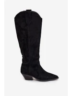 Zateplené Kůže Bota Kovbojky Na Podpatku Z Eko Černé model 21710814 - Boto Zateplené Kůže Bota Kovbojky Na Podpatku Z Eko Černé model 21710814 - Boto