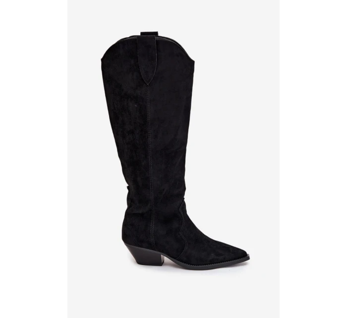 Zateplené Kůže Bota Kovbojky Na Podpatku Z Eko Černé model 21710814 - Boto Zateplené Kůže Bota Kovbojky Na Podpatku Z Eko Černé model 21710814 - Boto