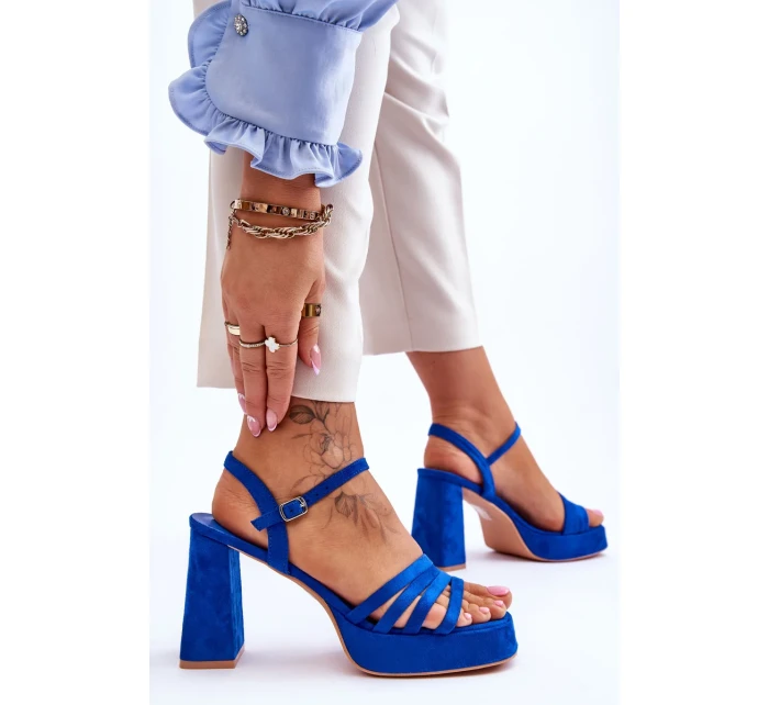Dámské semišové sandály na platformě modré Verda Dámské semišové sandály na platformě modré Verda