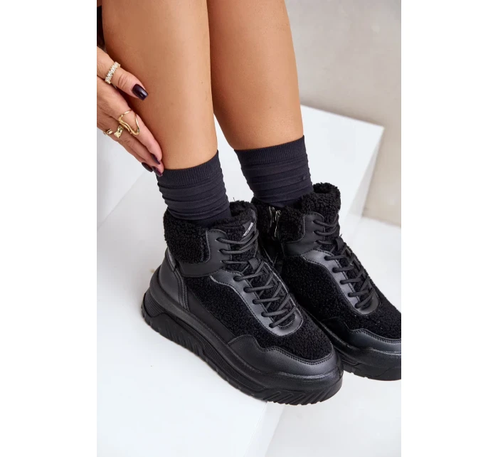 Dámské tenisky na platformě s beránkovým kožíškem Lee Cooper Černé Dámské tenisky na platformě s beránkovým kožíškem Lee Cooper Černé