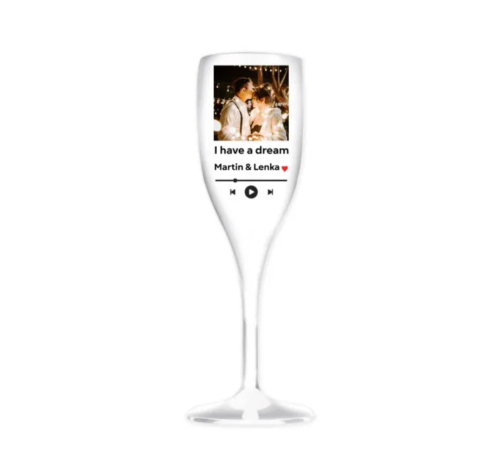 Prosecco nerozbitná sklenice s vlastním odkazem na oblíbenou písničku