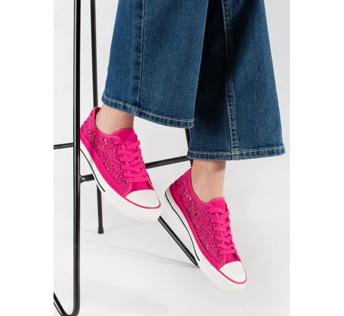 Pěkné růžové dámské tenisky bez podpatku Pěkné růžové dámské tenisky bez podpatku