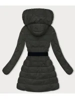 Péřová dámská zimní bunda v army barvě (2M-007)