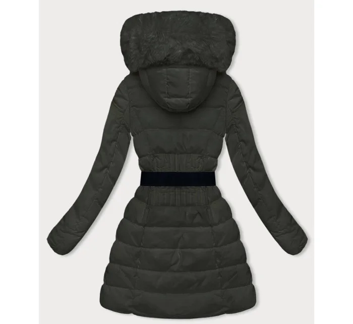 Péřová dámská zimní bunda v army barvě (2M-007)