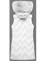 Bílá dámská vesta s kapucí kožešinou model 20698560 - J.STYLE