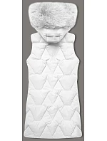 Dámská bunda bez rukávů s kožešinou na kapuci J Style bílá (16M9172-281) Dámská bunda bez rukávů s kožešinou na kapuci J Style bílá (16M9172-281)