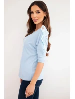 Dámská viskózová blůza s ozdobnými stužkami modrá Dámská viskózová blůza s ozdobnými stužkami modrá