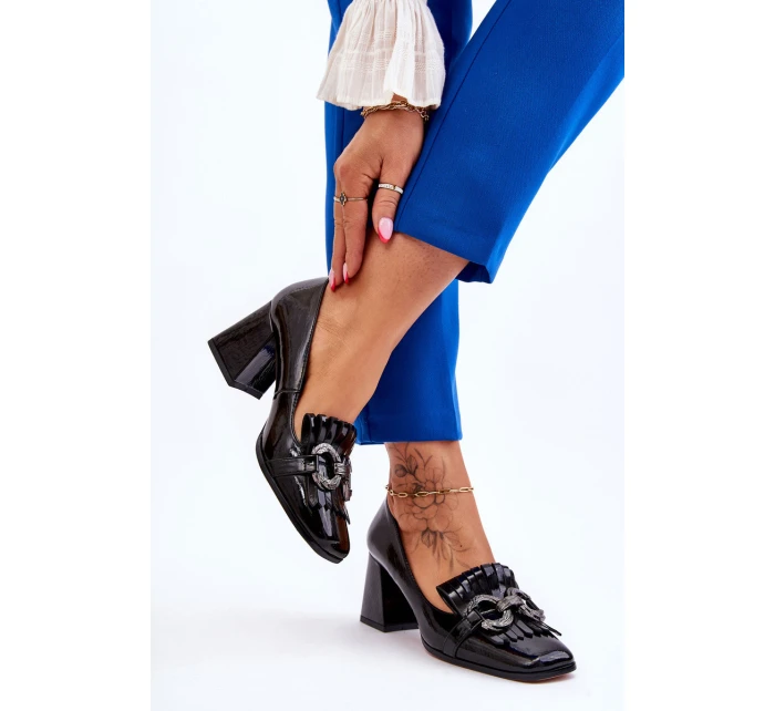 Pohodlné lodičky z lakované kůže černé model 21611385 - S.Barski