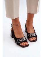 Dámské sandály na podpatku s ozdobou černé D&A model 21655872 - S.Barski