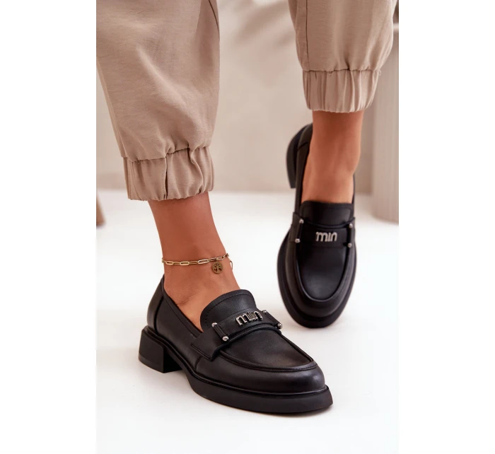 Elegantní Dámské Mokasiny Z Přírodní Kůže Černé Vinceza 91114