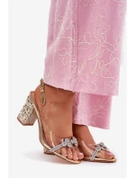 Průhledné Sandály Na Podpatku D&A MR51-705 Zlaté Průhledné Sandály Na Podpatku D&A MR51-705 Zlaté