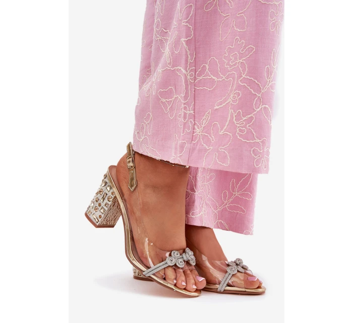 Průhledné Sandály Na Podpatku D&A MR51-705 Zlaté Průhledné Sandály Na Podpatku D&A MR51-705 Zlaté