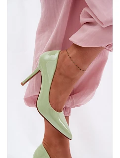 Klasické lakované lodičky z imitace kůže Zelené Odira